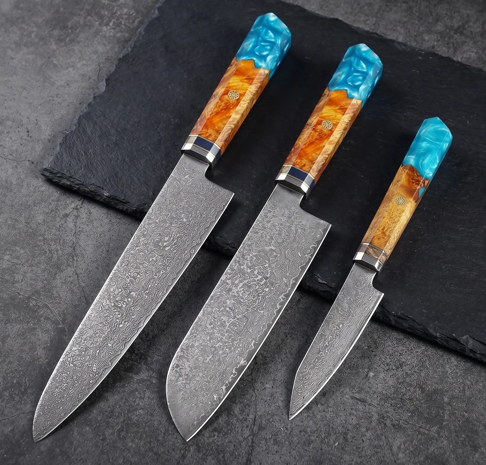 Set de 3 couteaux de cuisine et trio de couteaux japonais de la marque Ryulys